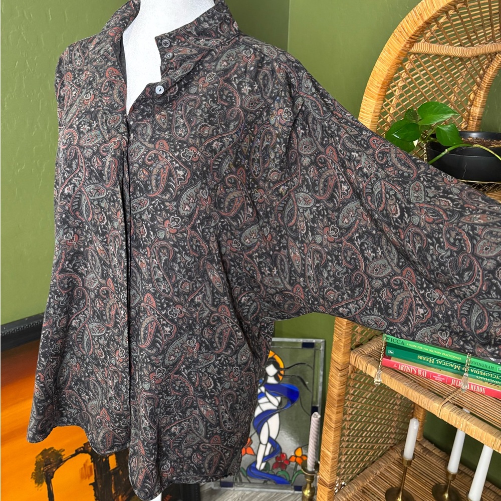 Ann Taylor Jewel Tone Paisley Button Down Billowy Shirt